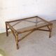 Rattan coffee table and vintage smoked glass top