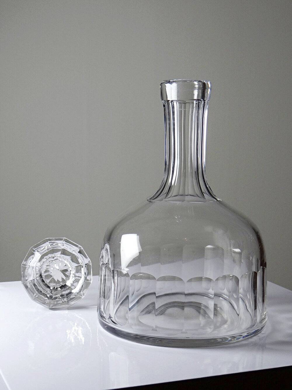 Antique wine decanter, faceted cut crystal