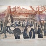 Old lithograph signed Claude Micaud