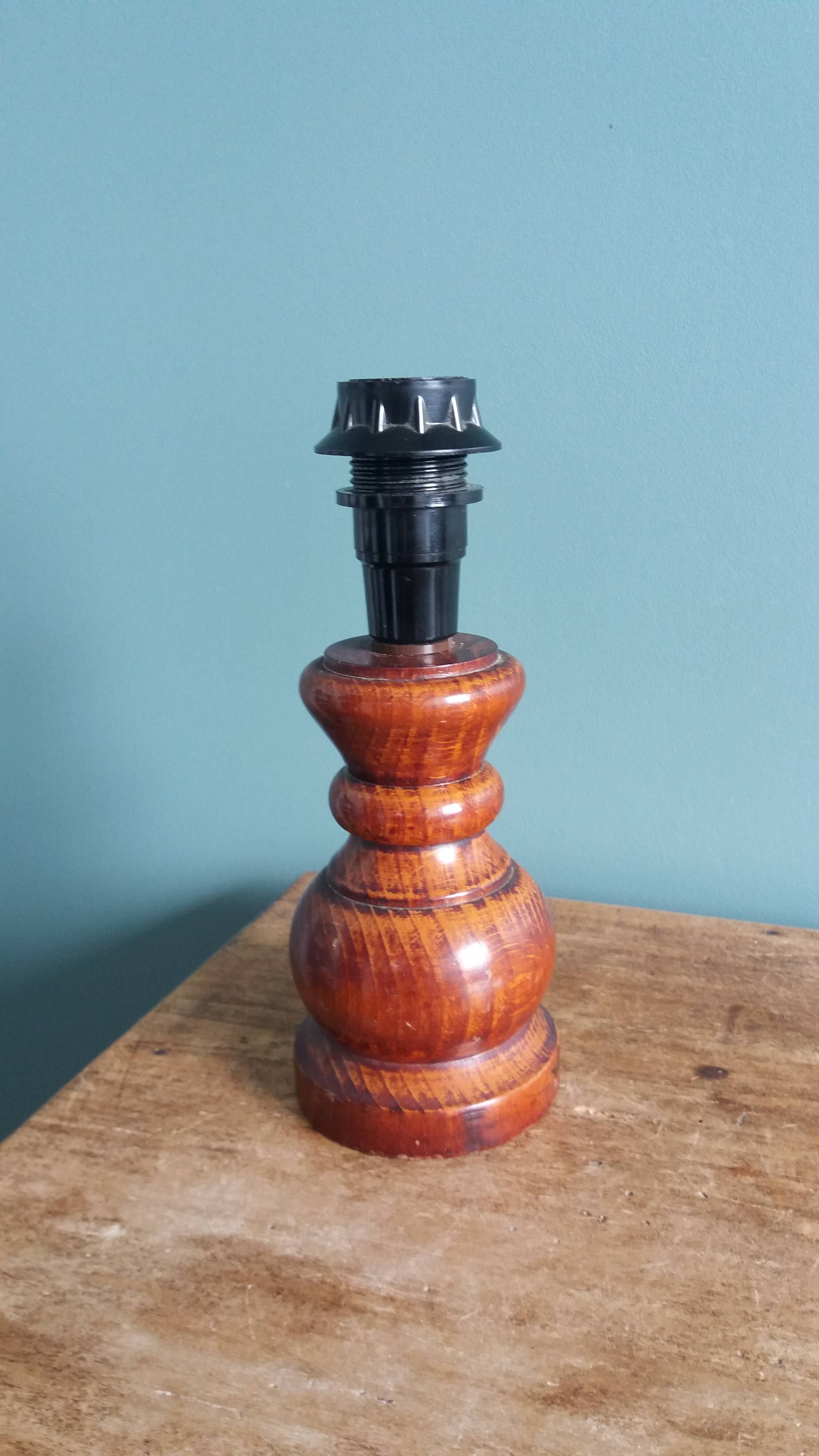 Lamp, turned wooden base