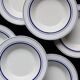 6 assiettes creuses vintage style bistrot porcelaine bleue et blanche