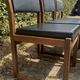Set of 6 vintage teak chairs with black Skaï.