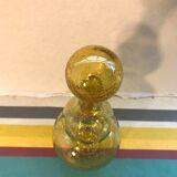 Paire d'ancienne bouteilles Biot verre soufflé bullé jaune avec bouchon