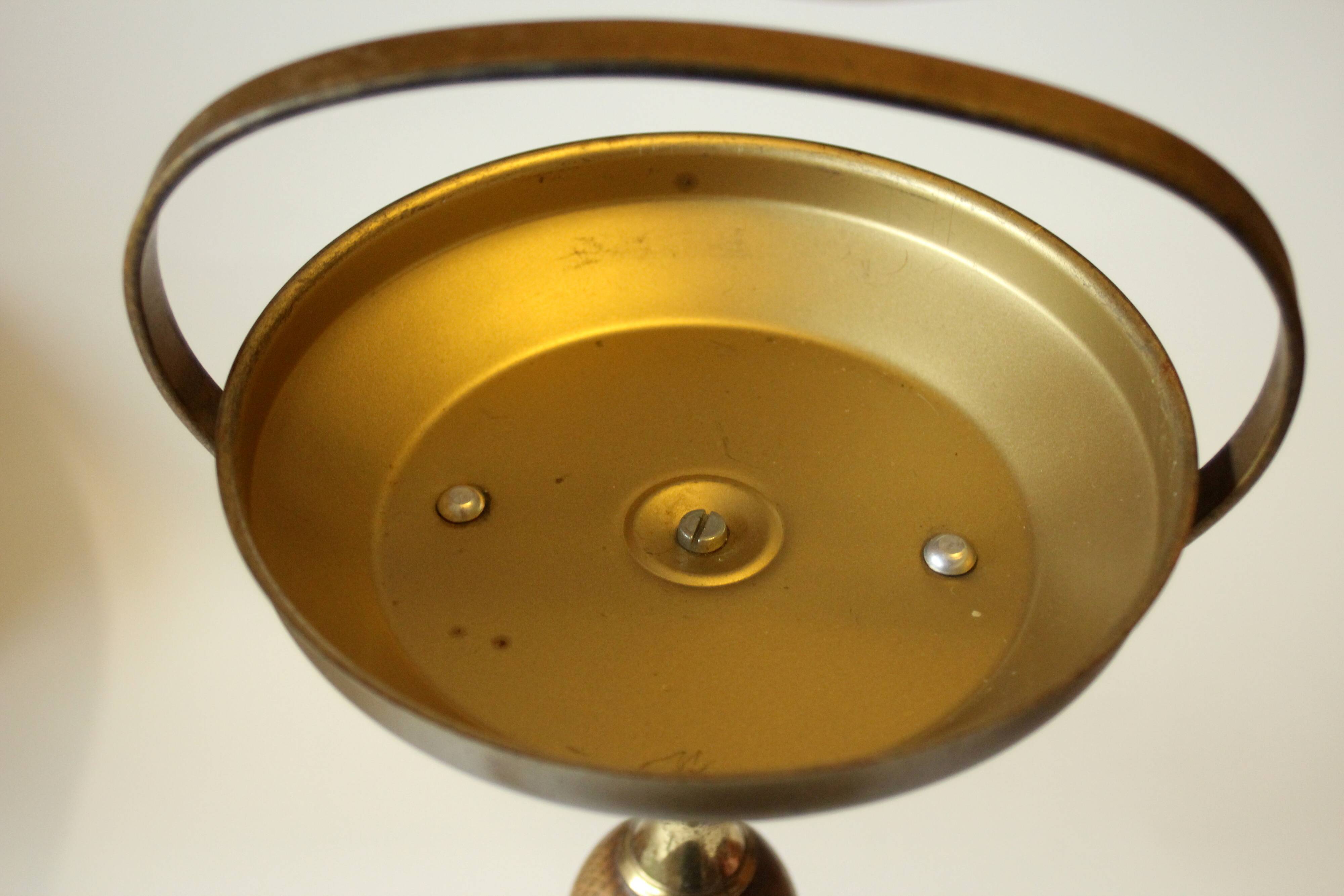1950s vintage - smoking stand - ashtray - made of brass metal and wood