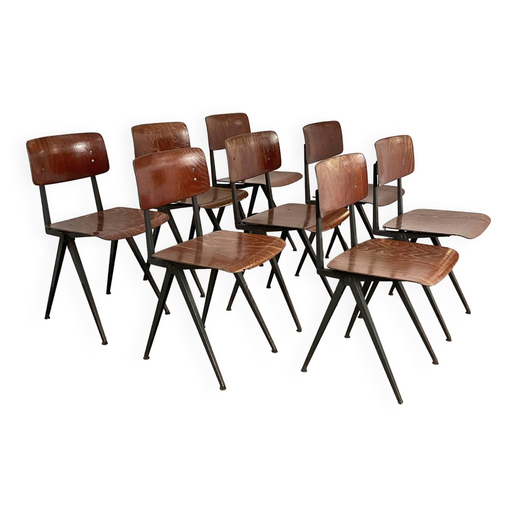 Lot de 8 chaises Spinstoel pour Marko années 60 Pays-Bas