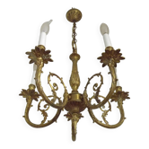 Elegant French Vintage Bronze 5-Light Art Nouveau Style Chandelier
