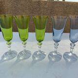 5 colorful champagne flutes