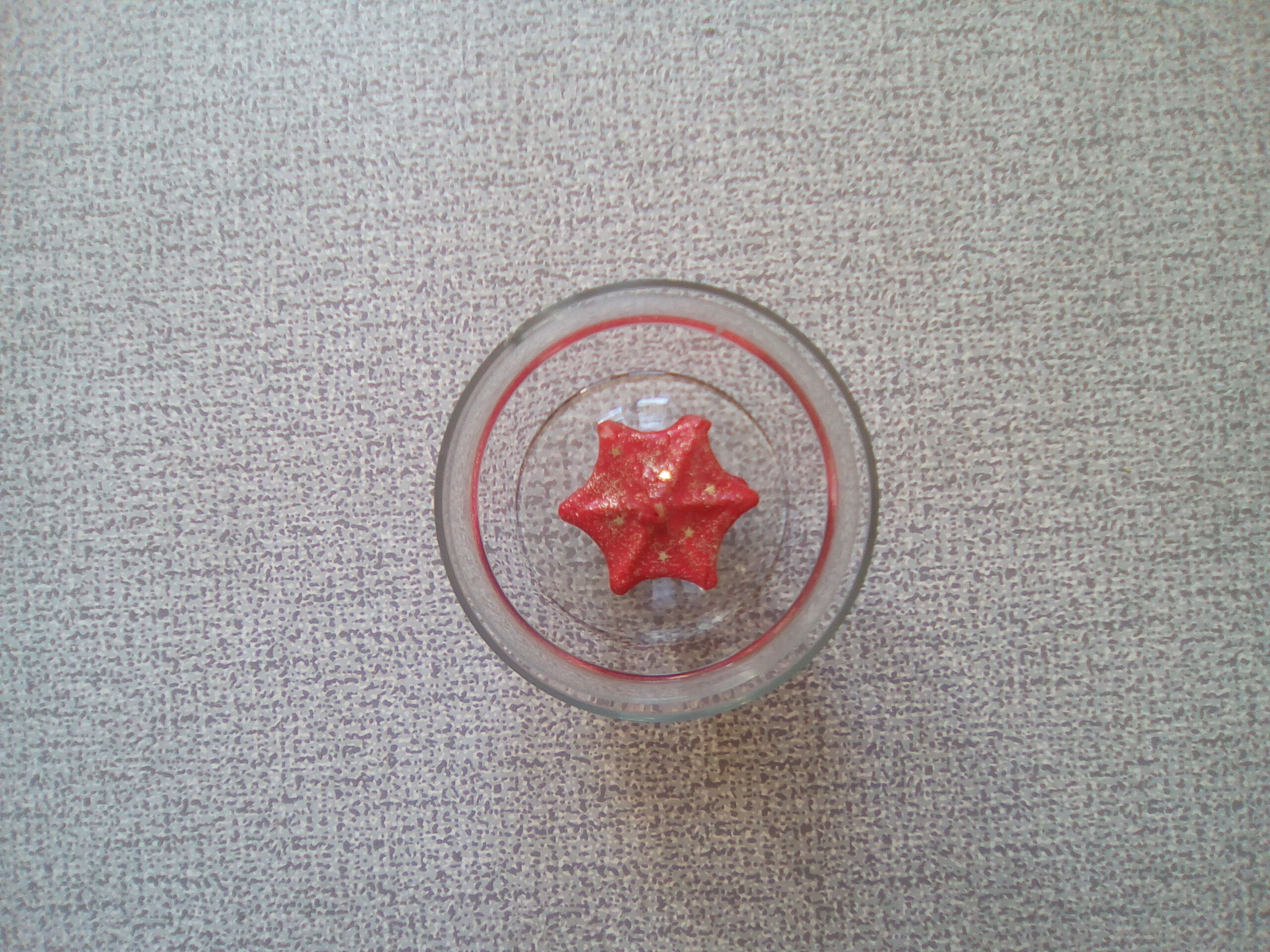 Large glass tempète lamp with candle, 70s