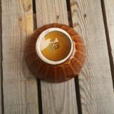 Brown and yellow ceramic bowl Digoin Sarreguemines