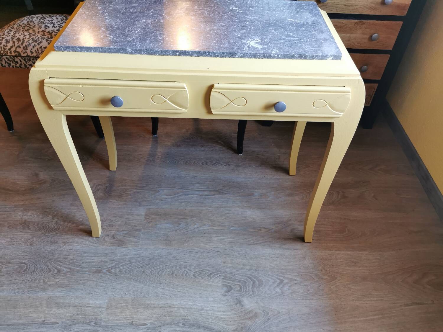 Grey marble art deco console