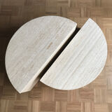 1970s Round Travertine Coffee Table