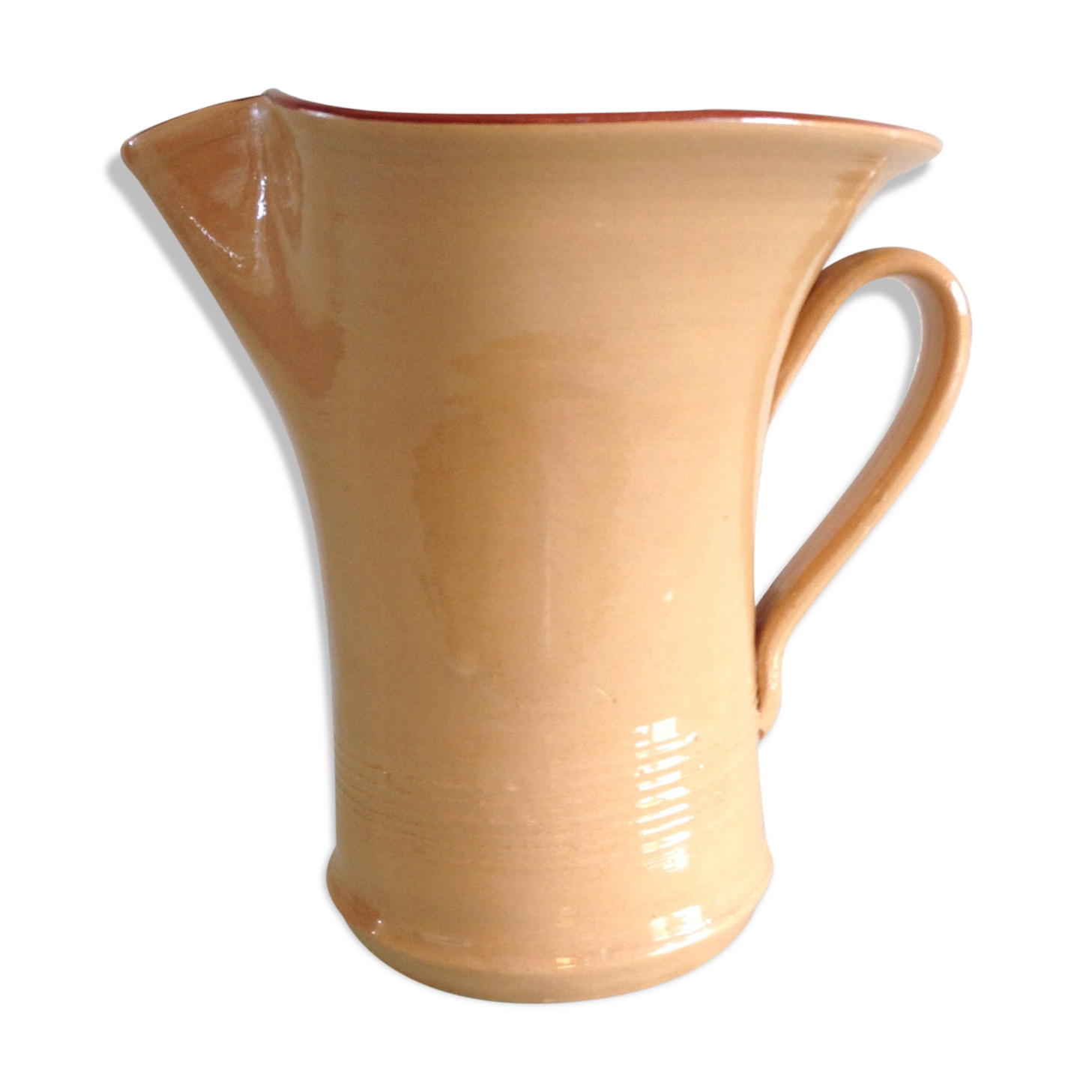 Pitcher in glazed ochre ceramic 50/60 years