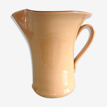 Pitcher in glazed ochre ceramic 50/60 years