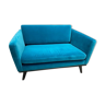 Sofa 120 blue fabric duck black wood