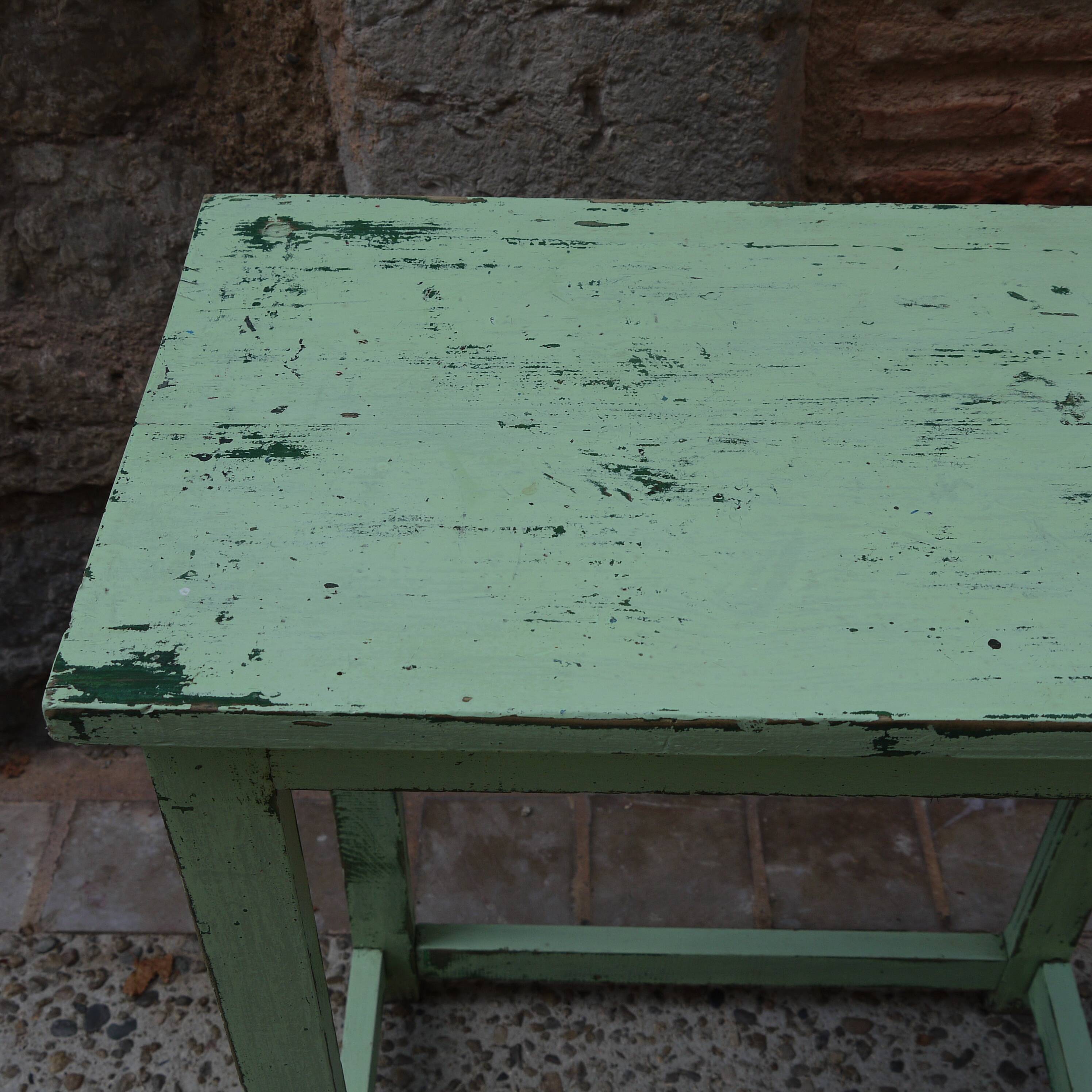 Console établi en bois patinée