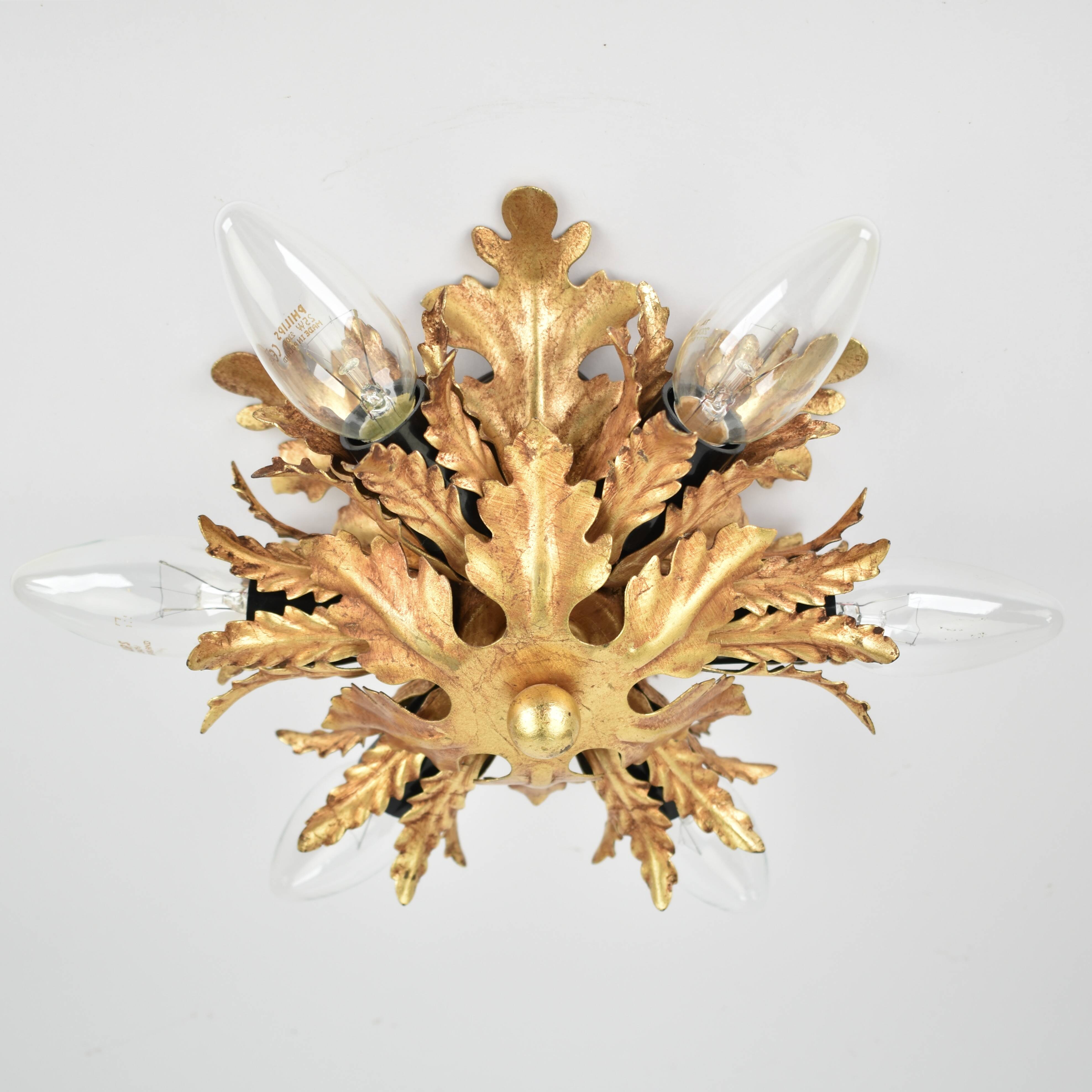 Mid century palm leaf flush mount by Banci Firenze