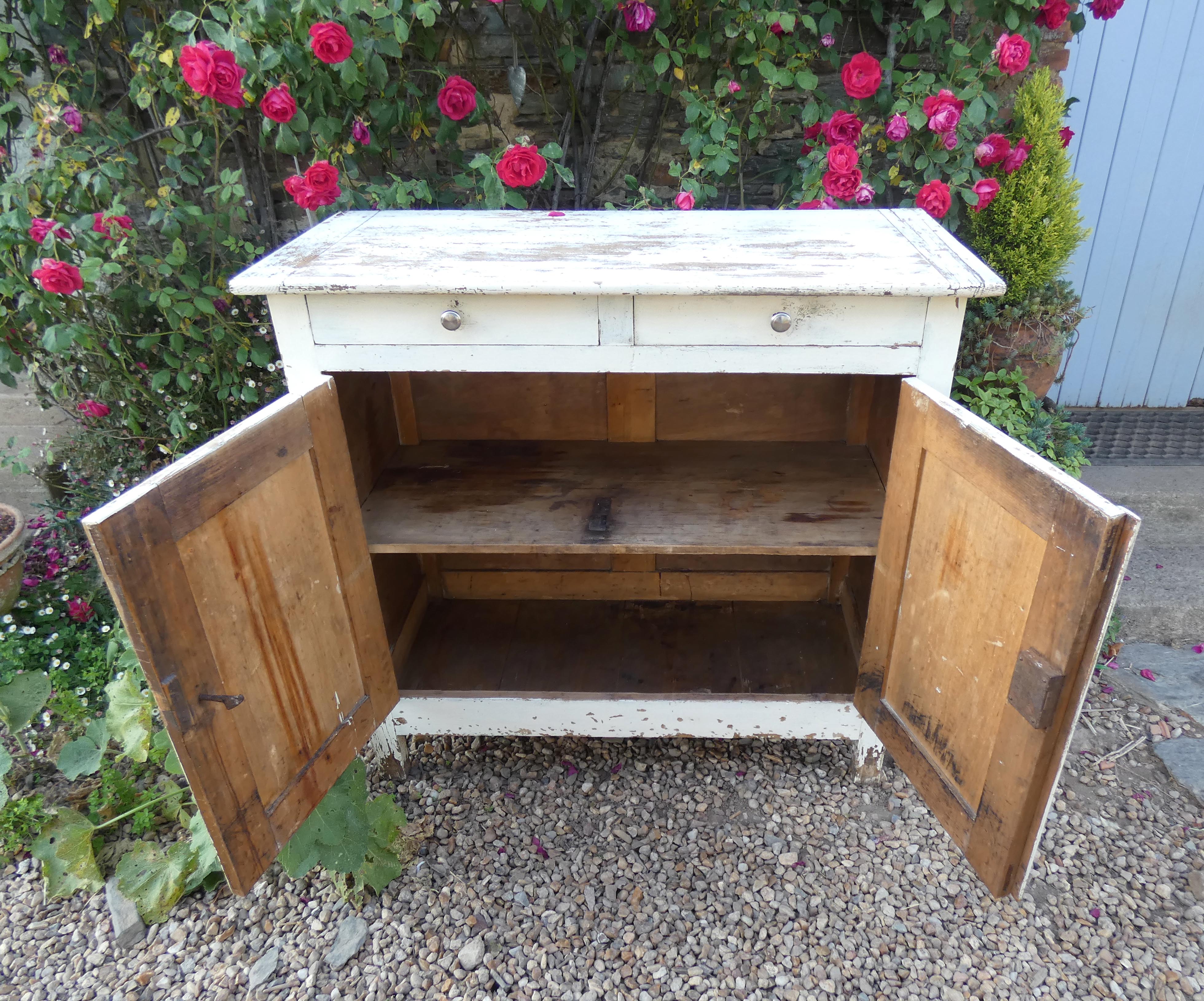 Old patinated wooden sideboard