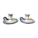 Pair of ceramic cellar rat candle holders