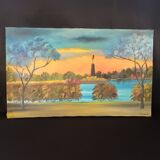 Tableau paysage couché de soleil