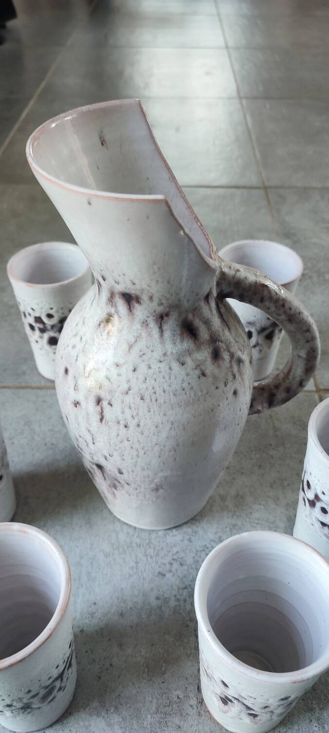 Pierlot 60s enamelled stoneware orangeade service