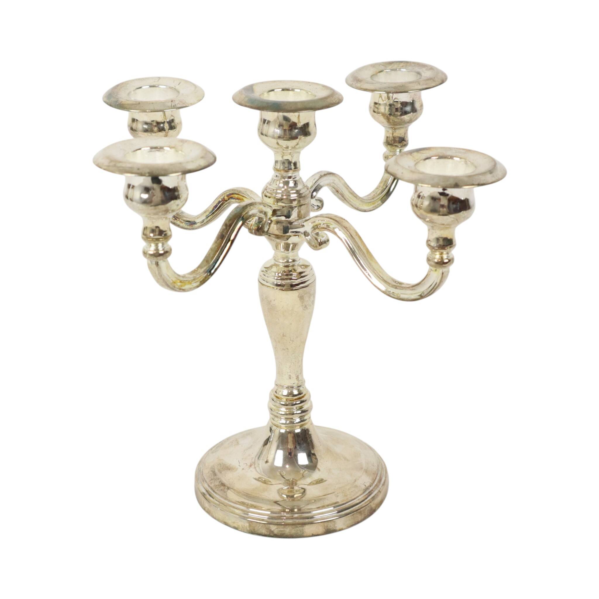 Vintage Candlestick Silver-Plated Metal Adjustable 20cm