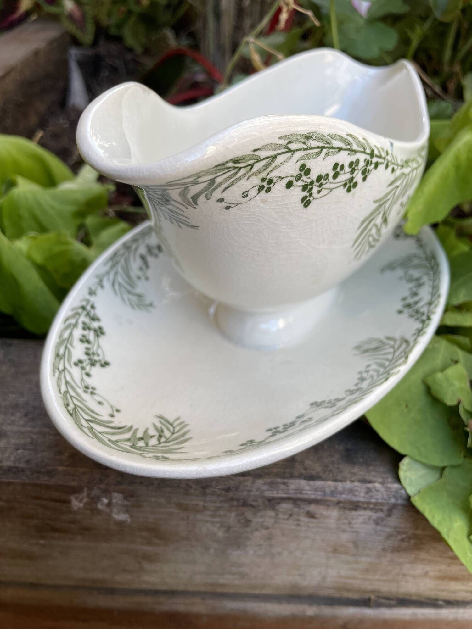 Sauceboat in earthenware k&g luneville pepper model tableware