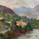 HST painting "Altitude landscape" Mountain and animated river signed