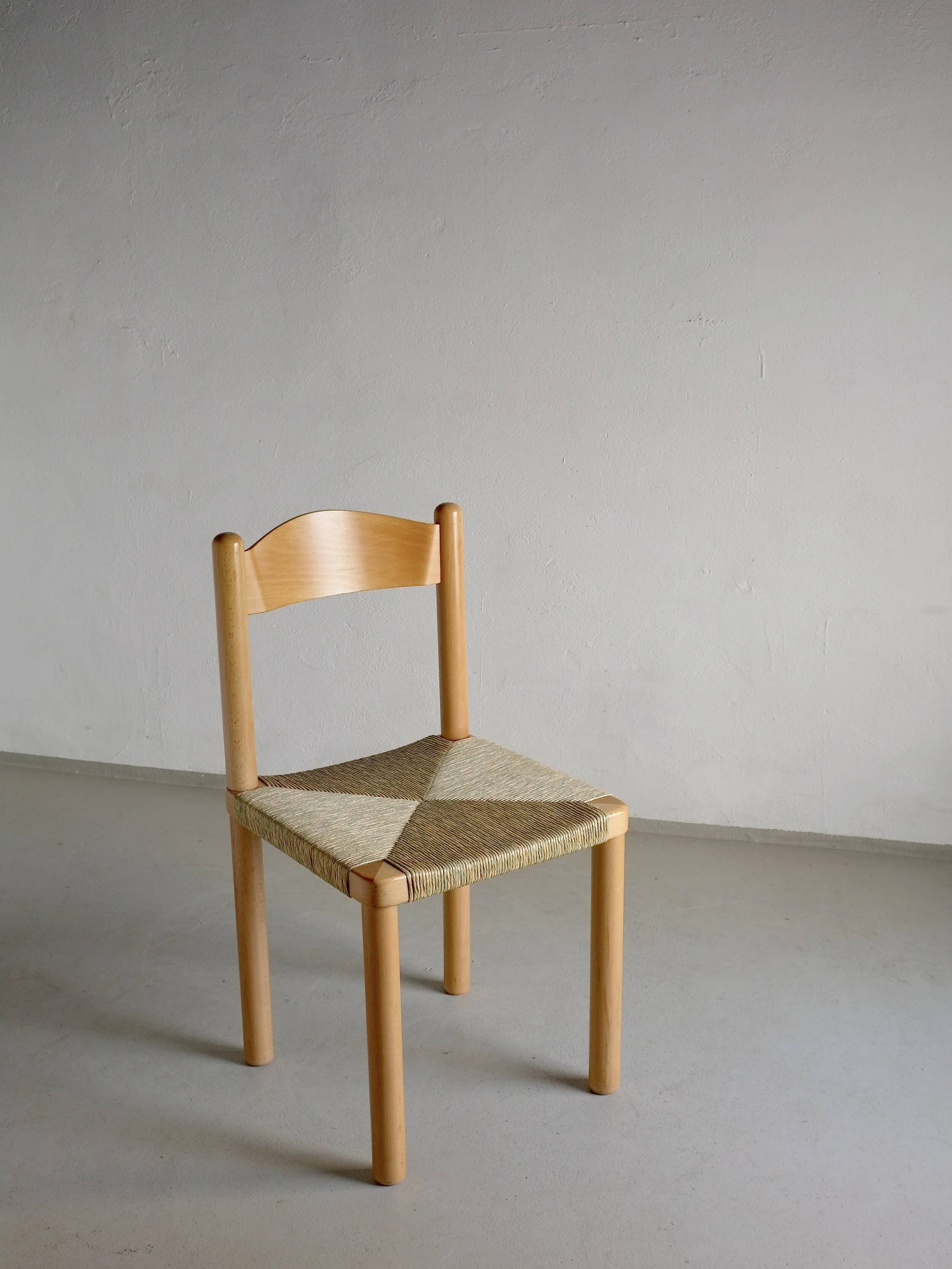 Vintage ladder back woven seat chair | 1960s