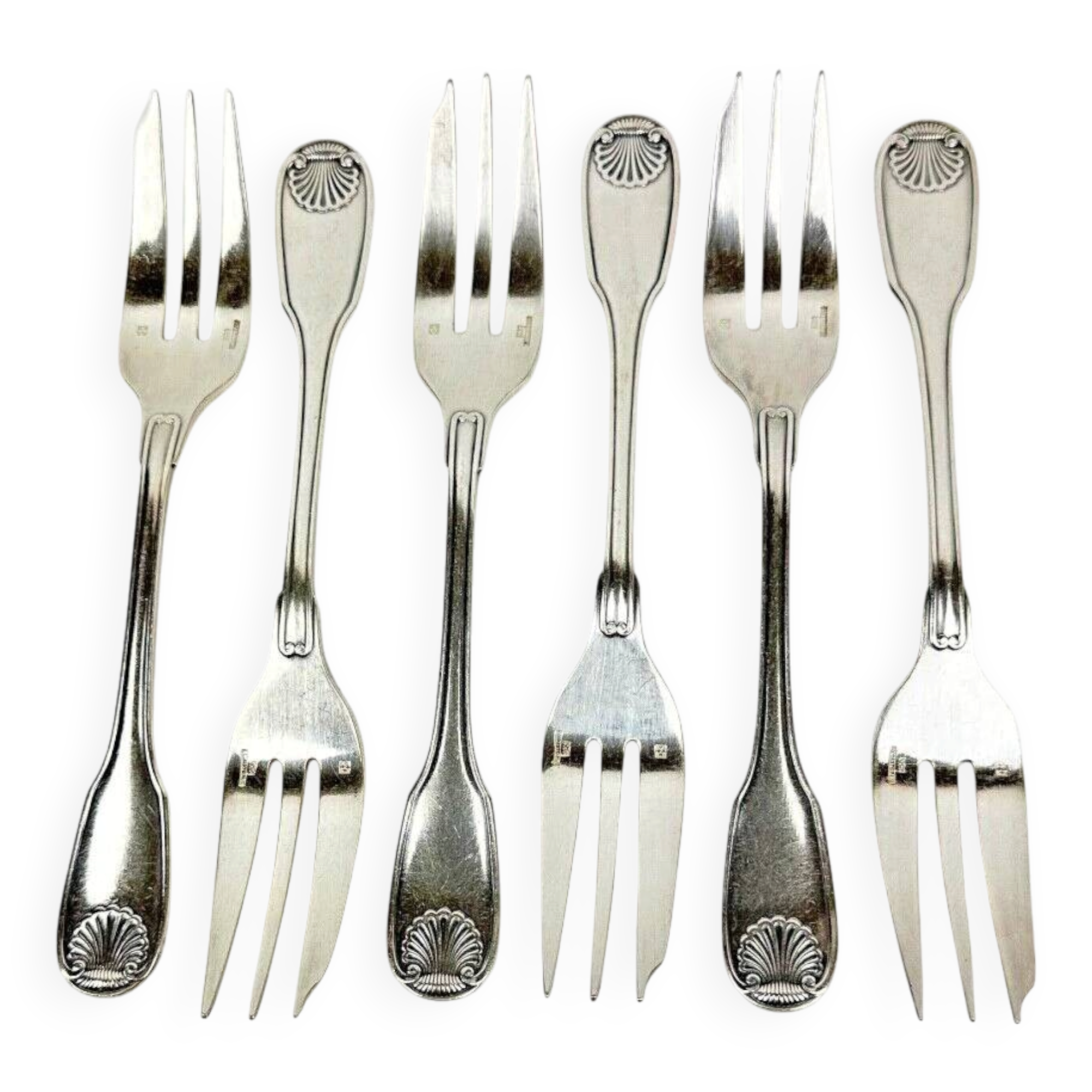 6 fourchettes à gâteau Christofle, ancien modèle Vendôme