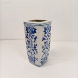Blue and white square porcelain vase – Asian style / Delft blue