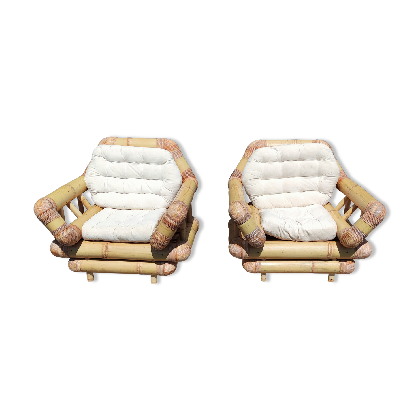 Pair of bamboo armchairs