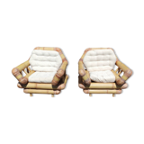 Paire de fauteuils en bambou