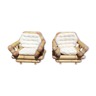 Pair of bamboo armchairs