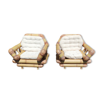 Pair of bamboo armchairs