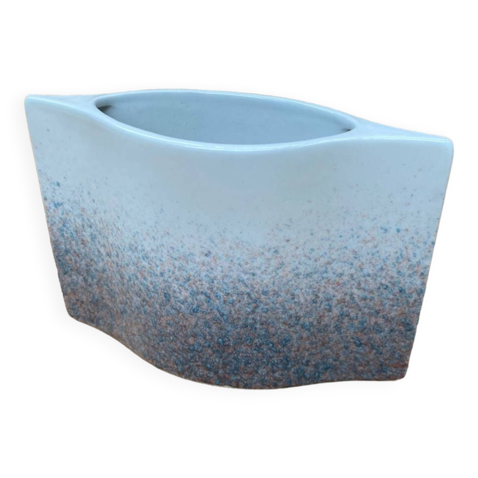 Antique vase virebent white porcelain speckled blue pink vintage