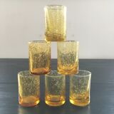 Lot 6 amber glasses biot style