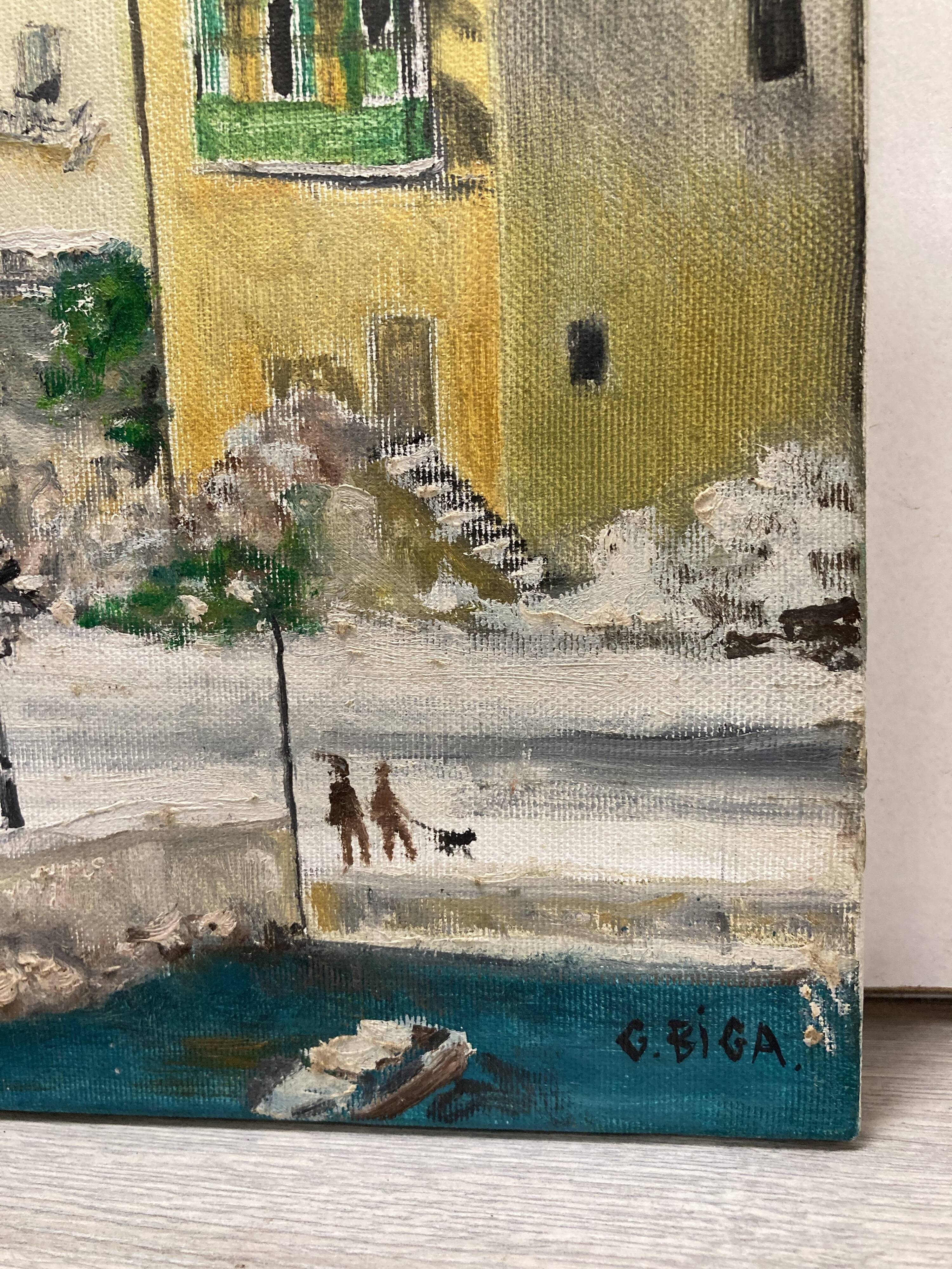Painting on vintage canvas