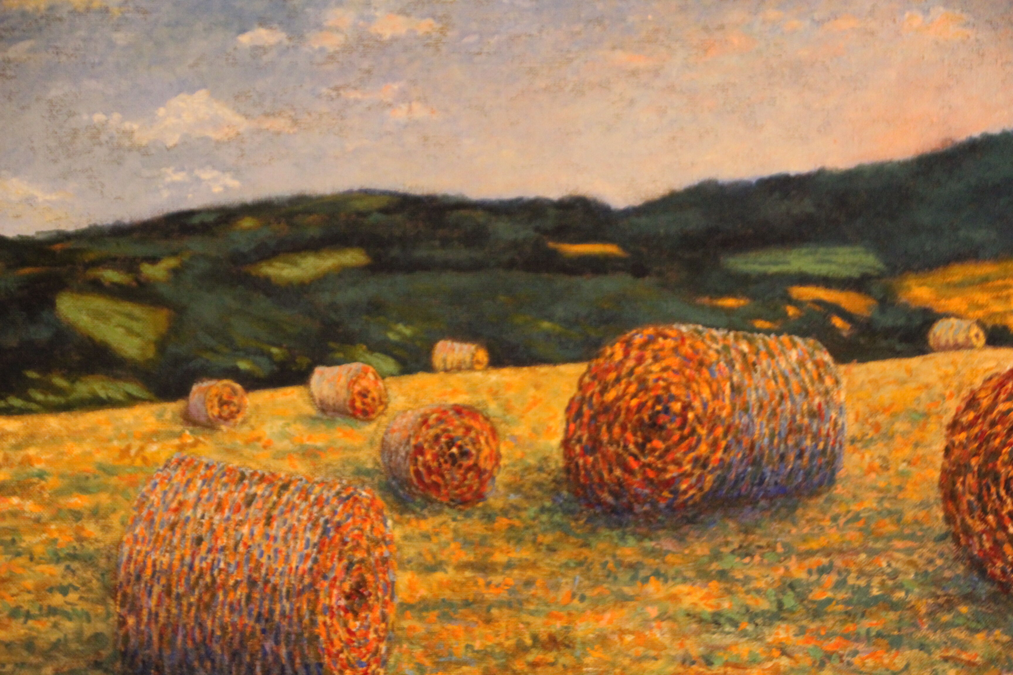 Table painting pointillism Impressionism Landscape Nature Oil on canvas Art Deco wall Fields