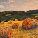 Table painting pointillism Impressionism Landscape Nature Oil on canvas Art Deco wall Fields