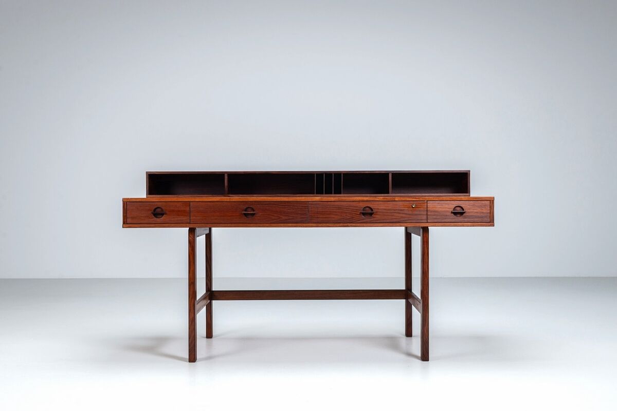 Peter Lovig flip-top partners desk rosewood Lovig Denmark 1960
