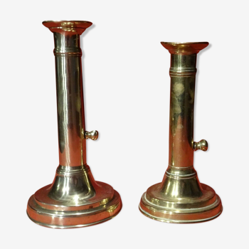 Set of 2 old torches candlesticks with binet Louis Philippe XIX 10th