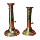 Set of 2 old torches candlesticks with binet Louis Philippe XIX 10th