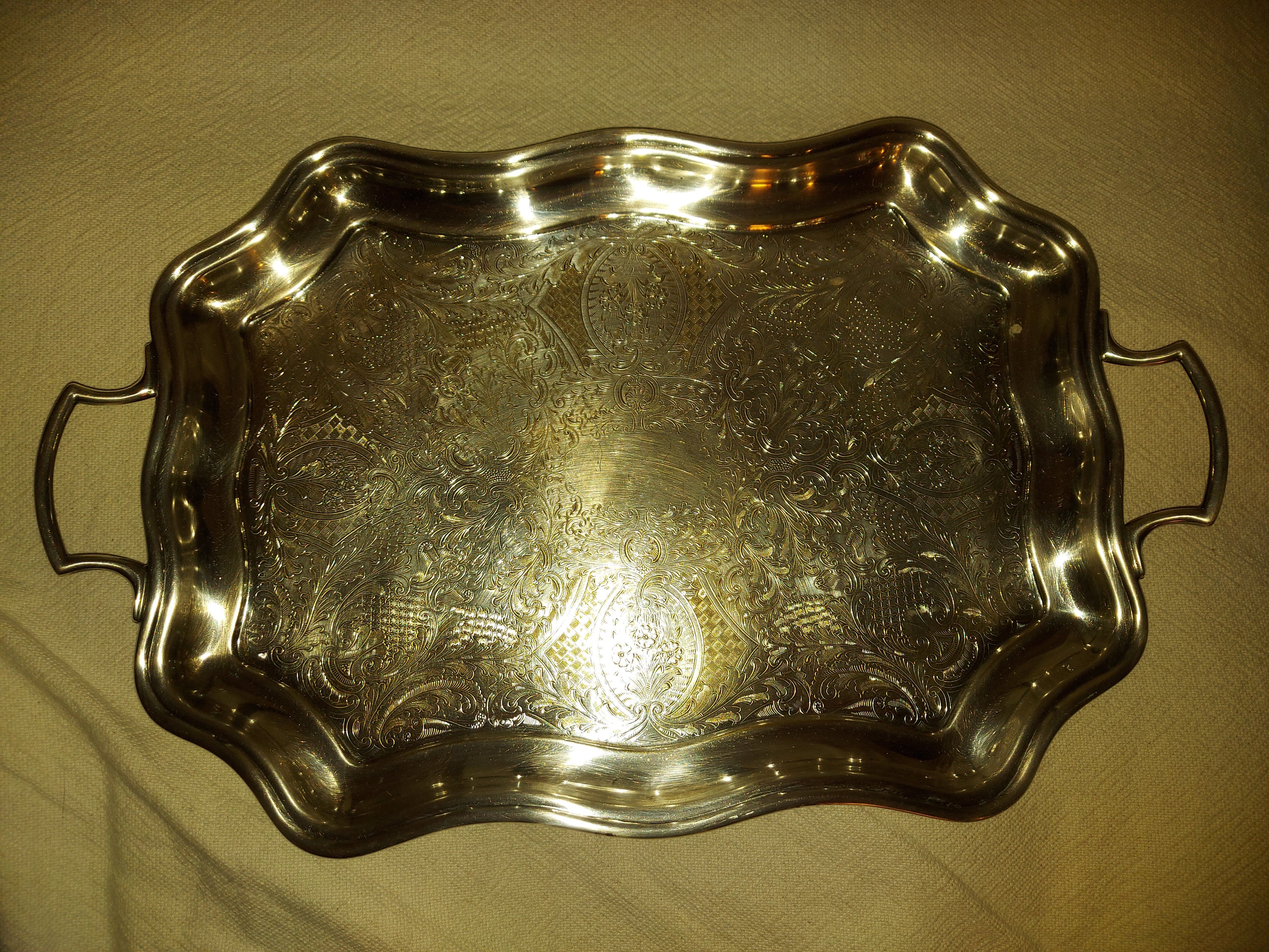Large english silver metal tray