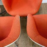 Set of 6 Eams armchairs in Hermann Miller orange fiber shell
