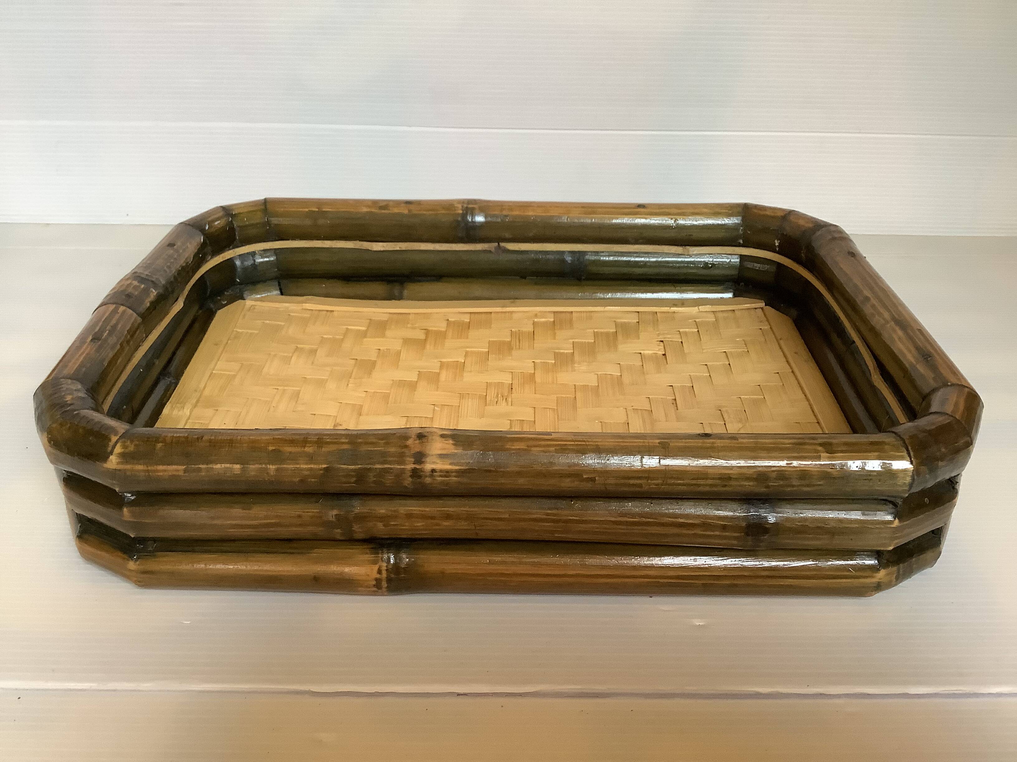 Vintage bamboo rattan tray