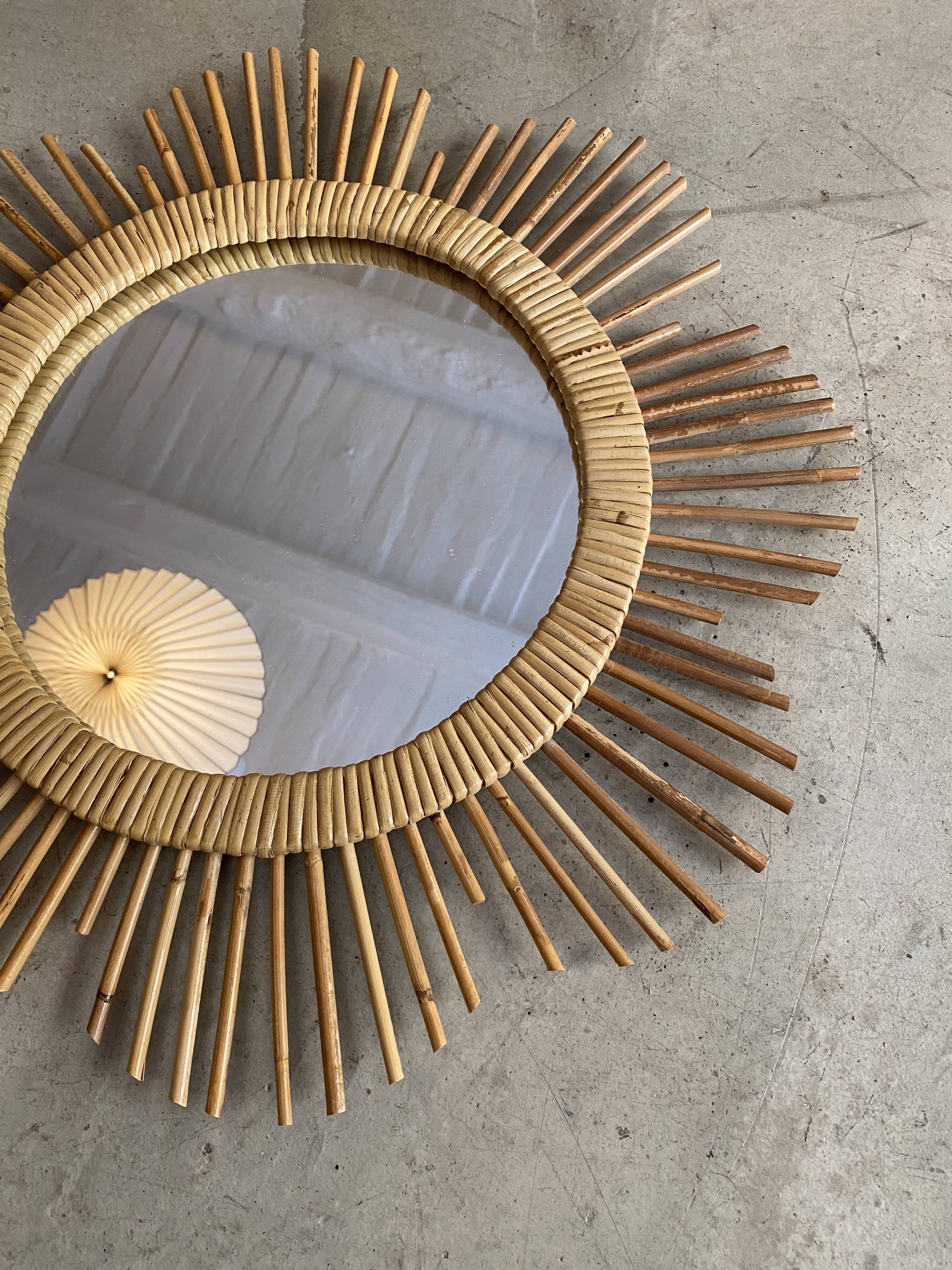 Miroir fleur rotin 54cm