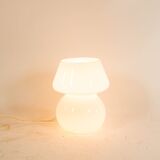 Lampe champignon classique verre opalin blanc années 80