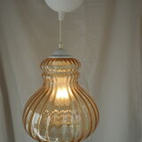 Striated pear-shaped pendant light, in smoked glass