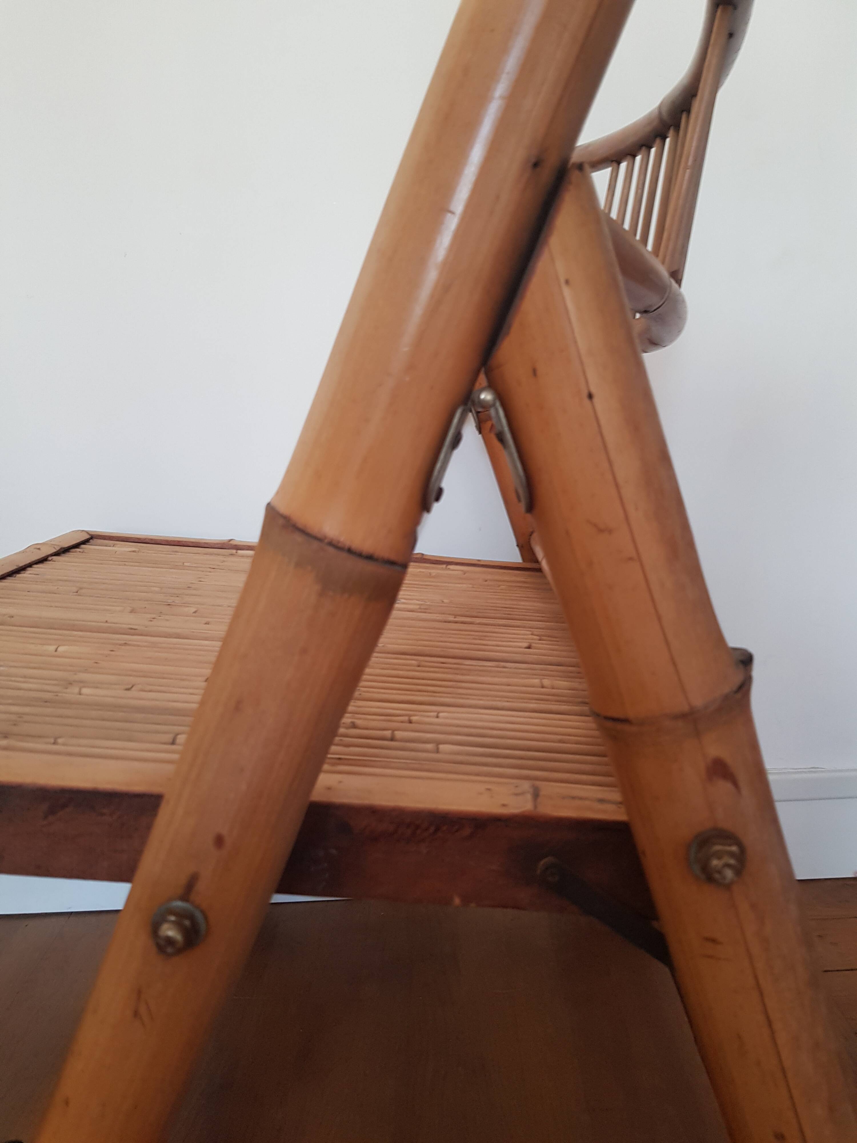 Bamboo and rattan folding chair