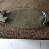 Serving plate for salmon fish dish silver plate and thick glass tray